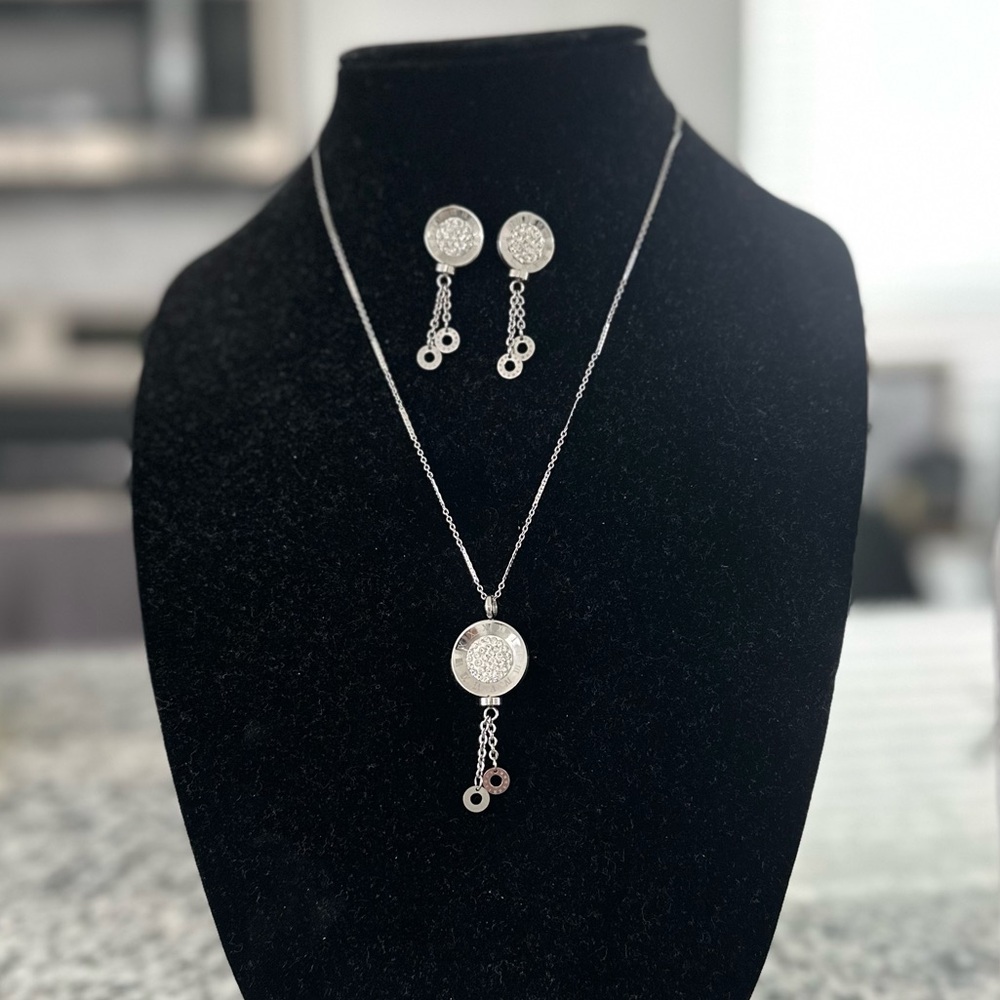 Silver Necklace and Earring Set